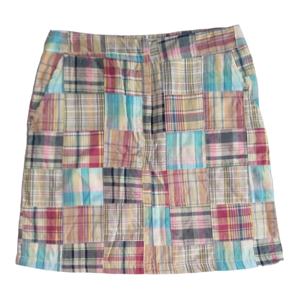 Tweeds madras patchwork plaid mini skirt Made in India size 4
